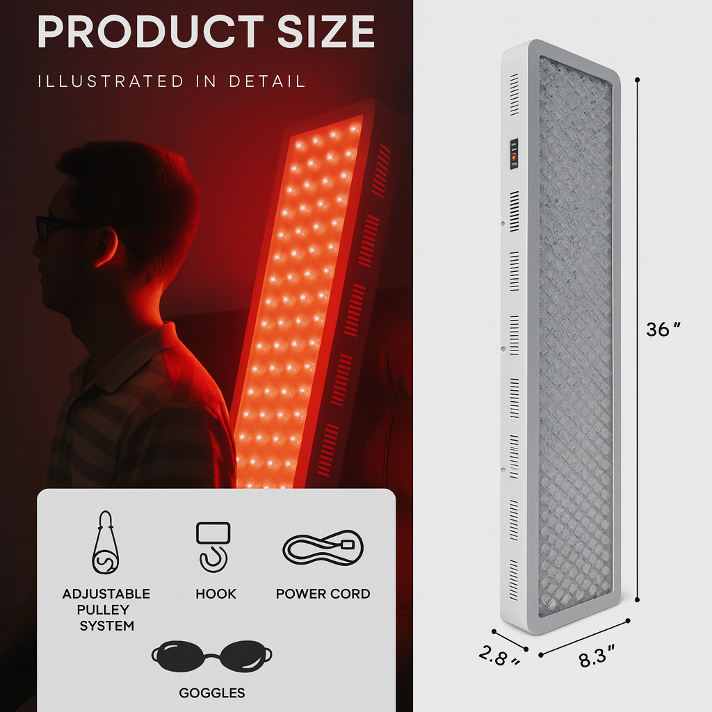 1000W Red Light Therapy Panel with Infrared – Full Body Recovery & Wellness