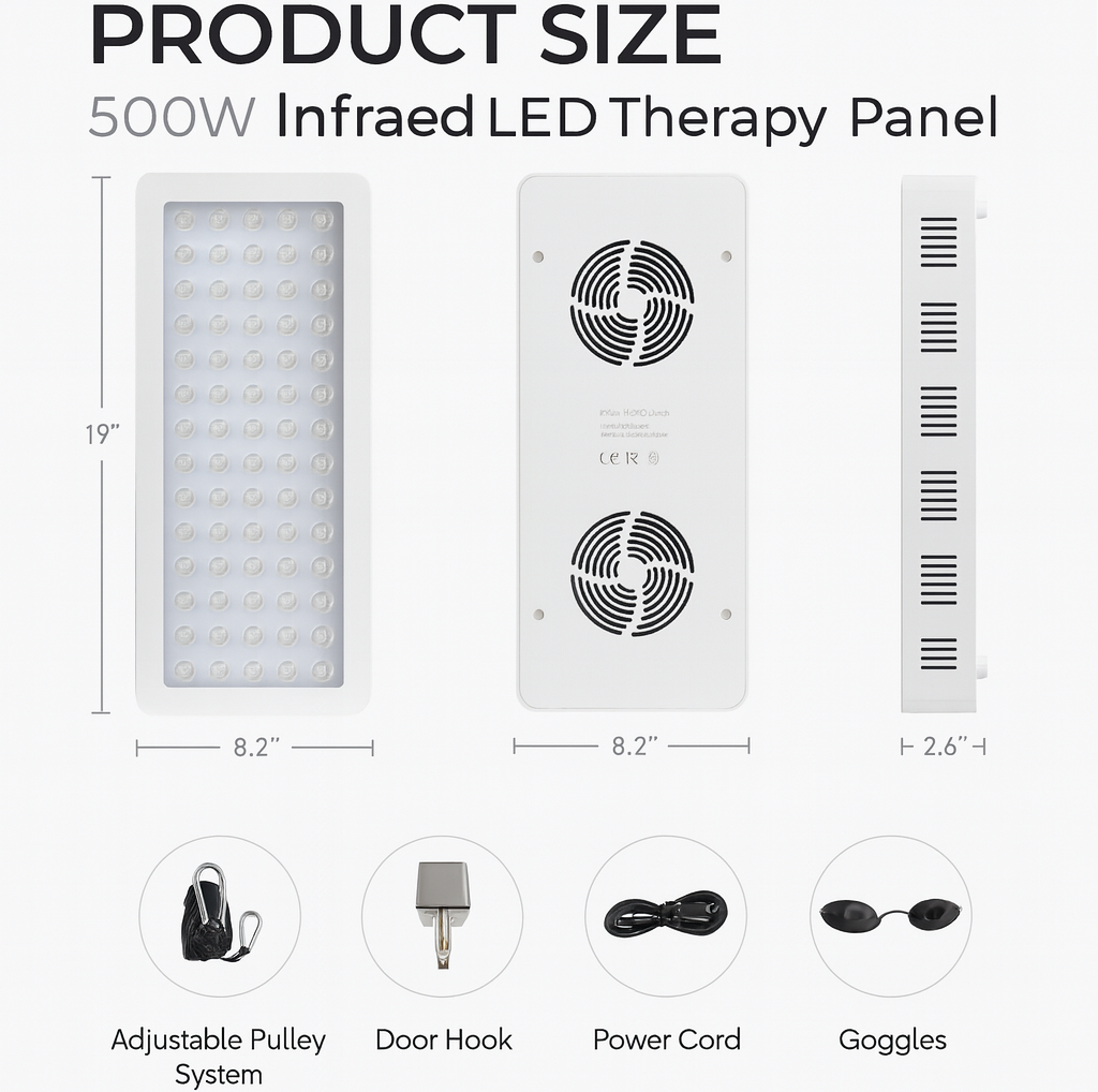 500W Red Light Therapy Panel with Infrared – Skin, Muscle & Recovery Support